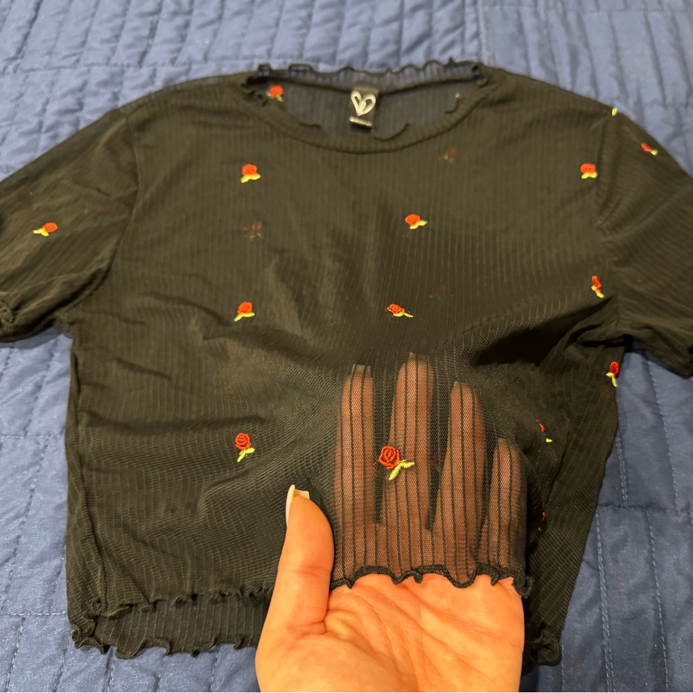 Windsor Mesh Cropped Top with Roses